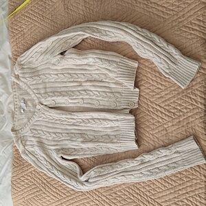 American Eagle cream cable cardigan sweater button down xs